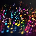 Neon Dancing Music Notes Royalty Free Stock Photo