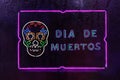 Dia De Muertos Day of Dead Sign in Rainy Window