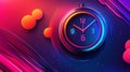 Neon Digital Clock on Abstract Background Royalty Free Stock Photo