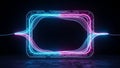 Neon digital frame with flowing abstract waves on a dark background Royalty Free Stock Photo
