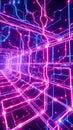 Neon Digital Grid: Futuristic Tech Network