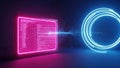 Neon digital interface with swirling light Royalty Free Stock Photo