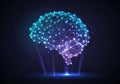 Neon digital representation of a human brain using interconnected Royalty Free Stock Photo