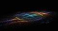 Neon digital wave array displays big data flow Royalty Free Stock Photo