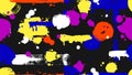 Neon dirty grunge abstract design. Paint spots fabric print, bright graffiti on dark seamless pattern. Vector Royalty Free Stock Photo