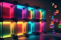 Neon Disco Futuristic Club Background Wall - generative AI digital illustration