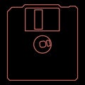 Neon diskette floppy disk storage concept red color vector illustration image flat style