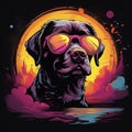 neon dog with a vibrant color palette inspired by retro cartoons and comic books by AI generated