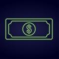 Neon dollar money sign cash stock vector