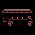 Neon double-decker London bus city transport double decker sightseeing red color vector illustration image flat style Royalty Free Stock Photo