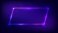 Neon double round frame with shining effects Royalty Free Stock Photo