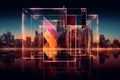 Neon Dreams: Abstract Digital World in Vibrant Geometric Shapes