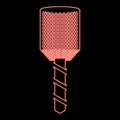 Neon drill bit auger in head drilling tool Milling machine spindle CNC factory red color vector illustration image flat style