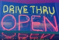 Neon drive thru sign Royalty Free Stock Photo