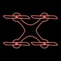 Neon drone icon black color in circle red color vector illustration flat style image Royalty Free Stock Photo