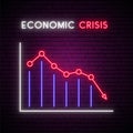 Neon economic crisis sign.