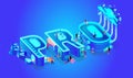 Neon Effect Isometric Word PRO. Creative Letters.