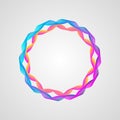 Neon effect. wavy bright gradient circle frame. Stylized Guilloche Element