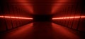 Neon Electric Lasers Red Glowing Sci Fi Futuristic Dark Concrete Cement Asphalt Corridor Tunnel Hallway Garage Hangar Underground