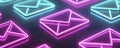 Neon Email Icons in Vibrant Colors Royalty Free Stock Photo