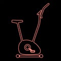 Neon exercise bicycle stationary bike exercycle icon red color vector illustration image flat style Royalty Free Stock Photo