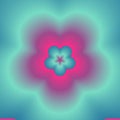 Neon explosion. Digital abstract image with a psychedelic flower design in neon blue, green, and pink.