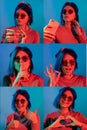 neon face flyer portrait collage emotion woman