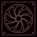 Neon fan for computer processor Cooler CPU cooling system Ventilator red color vector illustration image flat style Royalty Free Stock Photo