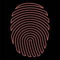 Neon fingerprint red color vector illustration image flat style