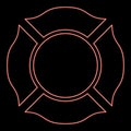 Neon firefighter cross Malta emblem fire fighter dept red color vector illustration image flat style Royalty Free Stock Photo
