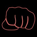 Neon fist red color vector illustration image flat style Royalty Free Stock Photo