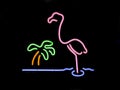 Neon Flamingo and Palm Tree