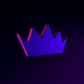 Neon flat crown icon. 3d rendering ui ux interface element. Dark glowing symbol