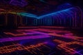 A neon floral maze illuminated by glowing petals. Royalty Free Stock Photo