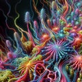 Neon Mirage: Abstract Art with Fluorescent Flourish, generative ai