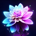 Neon flower dahlia on a dark background. Vector illustration. AI Generated Royalty Free Stock Photo