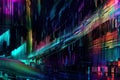 neon flux: high-speed glitch art abstract background