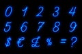 Neon font blue alphabet number numeric word text series symbol s