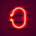 Neon font letter O, art design signboard.