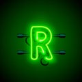 Neon font letter r, art design singboard. Royalty Free Stock Photo