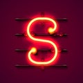 Neon font letter S, art design signboard.