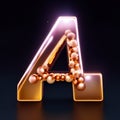 Neon font with pearls. Letter A. 3D rendering generative AI