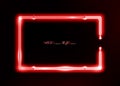 Neon frame background, red color sign. Colorful neon shiny glowing vintage frame isolated or black background. Fashion neon tube Royalty Free Stock Photo