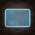 Neon frame on the brick wall. Royalty Free Stock Photo