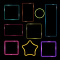 Neon Frame, Buttons on Checkered Abstract Transparent Backgrou Royalty Free Stock Photo