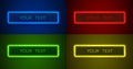 Neon frame, color set, black background, line electric. Vector