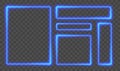 Neon frame, color set, black background, line electric. Vector