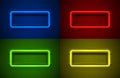 Neon frame, color set, black background, line electric. Vector
