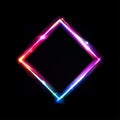 Neon frame with glow, sign and light background. Rhombus. Night club signboard with empty space for logo or text. Vector Royalty Free Stock Photo