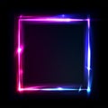 Neon frame with glow, sign and light background. Square. Night club signboard with empty space for logo or text. Vector Royalty Free Stock Photo